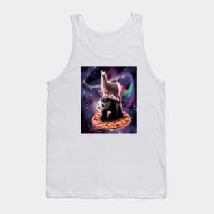 Llama Riding Panda Bear on Pizza Tank Top